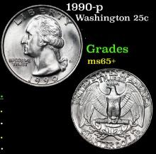 1990-p Washington Quarter 25c Grades GEM+ Unc