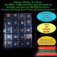 Unique Father & 2 Sons US ONLY Collection,The kids focused on Proofs and Dad on SILVER business stri