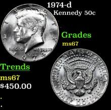 1974-d Kennedy Half Dollar 50c Grades GEM++ Unc