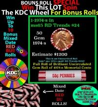 1-10 FREE BU RED Penny rolls with win of this 1974-s SOLID RED BU Lincoln 1c roll incredibly FUN whe