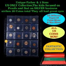 Unique Father & 2 Sons US ONLY Collection,The kids focused on Proofs and Dad on SILVER business stri