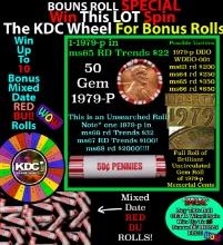 1-10 FREE BU RED Penny rolls with win of this 1979-p SOLID RED BU Lincoln 1c roll incredibly FUN whe