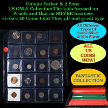 Unique Father & 2 Sons US ONLY Collection,The kids focused on Proofs and Dad on SILVER business stri