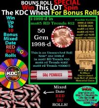 1-10 FREE BU RED Penny rolls with win of this 1998-d SOLID RED BU Lincoln 1c roll incredibly FUN whe
