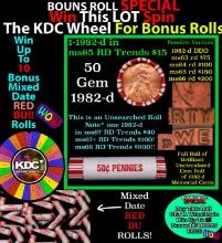 1-10 FREE BU RED Penny rolls with win of this 1982-d SOLID RED BU Lincoln 1c roll incredibly FUN whe