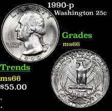 1990-p Washington Quarter 25c Grades GEM+ Unc