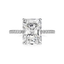 Decadence Sterling Silver Rhodium 7x12mm Radiant Cut Engagement Ring Size 7