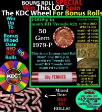 1-10 FREE BU RED Penny rolls with win of this 1979-p SOLID RED BU Lincoln 1c roll incredibly FUN whe