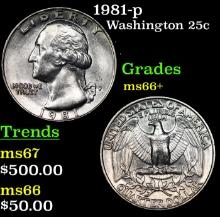 1981-p Washington Quarter 25c Grades GEM++ Unc