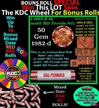 1-10 FREE BU RED Penny rolls with win of this 1982-d SOLID RED BU Lincoln 1c roll incredibly FUN whe