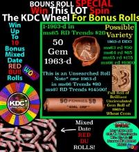 CRAZY Penny Wheel Buy THIS 1963-d solid Red BU Lincoln 1c roll & get 1-10 BU Red rolls FREE WOW