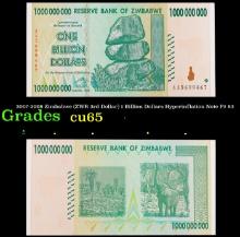 2007-2008 Zimbabwe (ZWR 3rd Dollar) 1 Billion Dollars Hyperinflation Note P# 83 Grades Gem CU