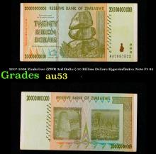 2007-2008 Zimbabwe (ZWR 3rd Dollar) 20 Billion Dollars Hyperinflation Note P# 86 Grades Select AU