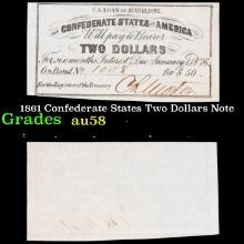 1861 Confederate States Two Dollars Note Grades Choice AU/BU Slider