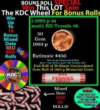CRAZY Penny Wheel Buy THIS 1993-p solid Red BU Lincoln 1c roll & get 1-10 BU Red rolls FREE WOW