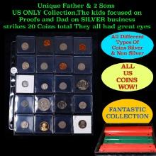 Unique Father & 2 Sons US ONLY Collection,The kids focused on Proofs and Dad on SILVER business stri