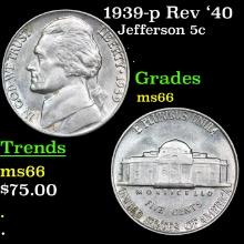 1939-p Rev '40 Jefferson Nickel 5c Grades GEM+ Unc