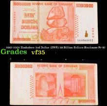 2007-2008 Zimbabwe 3rd Dollar (ZWR) 50 Billion Dollars Banknote P# 87 Grades vf++