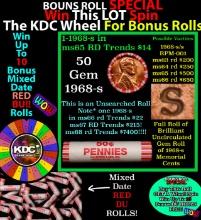 CRAZY Penny Wheel Buy THIS 1968-s solid Red BU Lincoln 1c roll & get 1-10 BU Red rolls FREE WOW