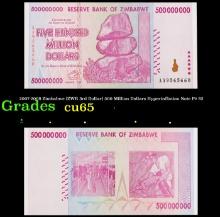 2007-2008 Zimbabwe (ZWR 3rd Dollar) 500 Million Dollars Hyperinflation Note P# 82 Grades Gem CU