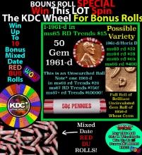 CRAZY Penny Wheel Buy THIS 1961-d solid Red BU Lincoln 1c roll & get 1-10 BU Red rolls FREE WOW