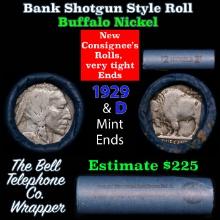 Buffalo Nickel Shotgun Roll in Old Bank Style 'Bell Telephone' Wrapper 1929 & d Mint Ends