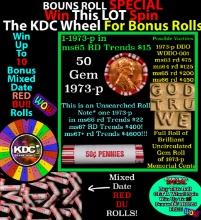 CRAZY Penny Wheel Buy THIS 1973-p solid Red BU Lincoln 1c roll & get 1-10 BU Red rolls FREE WOW