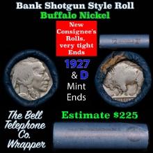 Buffalo Nickel Shotgun Roll in Old Bank Style 'Bell Telephone' Wrapper 1927 & d Mint Ends