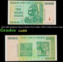 2007-2008 Zimbabwe Hyperinflation Third Dollar (ZWR) 1 Billion Dollars Note  Grades Gem+ CU