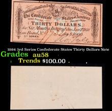 1864 3rd Series Confederate States Thirty Dollars Note Grades Choice AU/BU Slider