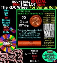 CRAZY Penny Wheel Buy THIS 1974-p solid Red BU Lincoln 1c roll & get 1-10 BU Red rolls FREE WOW