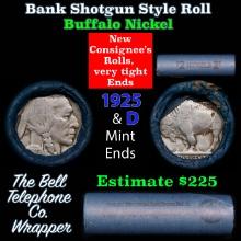 Buffalo Nickel Shotgun Roll in Old Bank Style 'Bell Telephone' Wrapper 1925 & d Mint Ends