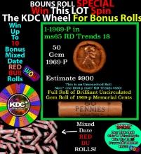 CRAZY Penny Wheel Buy THIS 1969-p solid Red BU Lincoln 1c roll & get 1-10 BU Red rolls FREE WOW