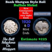 Buffalo Nickel Shotgun Roll in Old Bank Style 'Bell Telephone' Wrapper 1920 & d Mint Ends