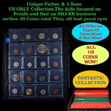 Unique Father & 2 Sons US ONLY Collection,The kids focused on Proofs and Dad on SILVER business stri