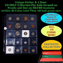 Unique Father & 2 Sons US ONLY Collection,The kids focused on Proofs and Dad on SILVER business stri