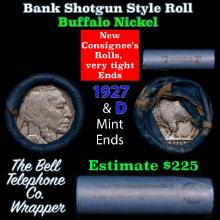 Buffalo Nickel Shotgun Roll in Old Bank Style 'Bell Telephone' Wrapper 1927 & d Mint Ends