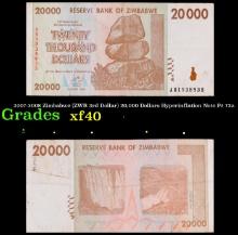 2007-2008 Zimbabwe (ZWR 3rd Dollar) 20,000 Dollars Hyperinflation Note P# 73a Grades xf