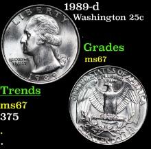 1989-d Washington Quarter 25c Grades GEM++ Unc