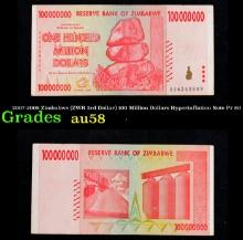 2007-2008 Zimbabwe (ZWR 3rd Dollar) 100 Million Dollars Hyperinflation Note P# 80 Grades Choice AU/B