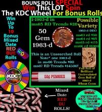 INSANITY The CRAZY Penny Wheel 1000s won so far, WIN this 1963-d BU RED roll get 1-10 FREE