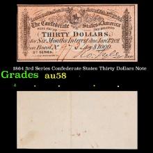 1864 3rd Series Confederate States Thirty Dollars Note Grades Choice AU/BU Slider