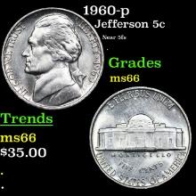 1960-p Jefferson Nickel 5c Grades GEM+ Unc