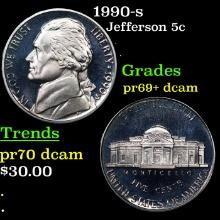 Proof 1990-s Jefferson Nickel 5c Grades GEM++ Proof Deep Cameo