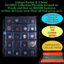 Unique Father & 2 Sons US ONLY Collection,The kids focused on Proofs and Dad on SILVER business stri