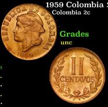 1959 Colombia 2 Centavos KM#214 Grades Brilliant Uncirculated