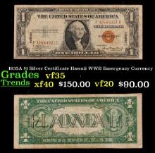 1935A $1 Silver Certificate Hawaii WWII Emergency Currency Grades vf++