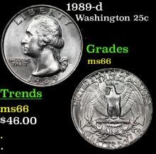 1989-d Washington Quarter 25c Grades GEM+ Unc