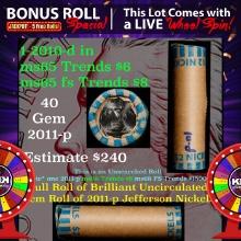 1-5 FREE BU Jefferson rolls with win of this2001-d SOLID BU Jefferson 5c roll incredibly FUN wheel O