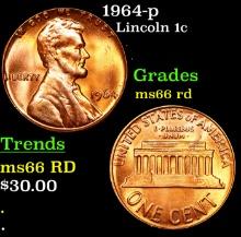 1964-p Lincoln Cent 1c Grades GEM+ Unc RD